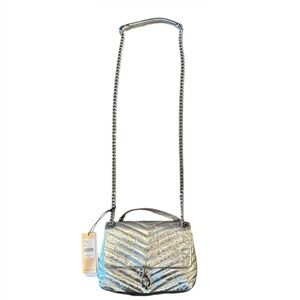 Rebecca Minkoff Edie Silver Convertable Chain Strap Quilted Crossbody Bag NWT
